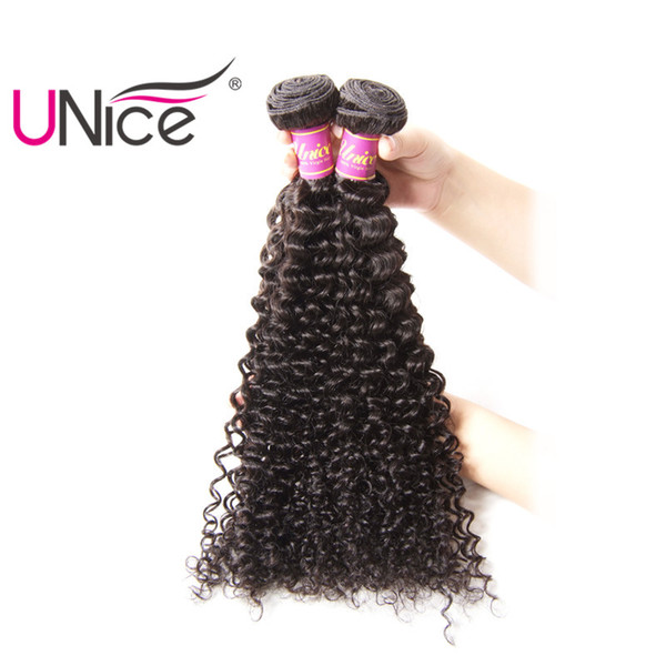UNice Hair Curly Wave Malaysian Unprocessed 100%Human Hair Bundles 8-26inch 1Piece Non Remy Natural Color Hair Weaving