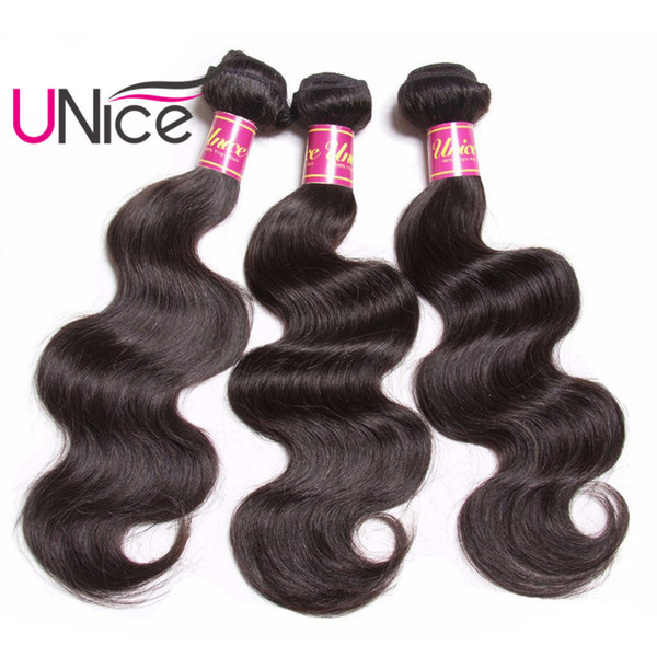 UNice Hair Body Wave Indian Human Hair Bundles 8-30inch Unprocessed 1Piece Natural Color Hair Extensions Non Remy