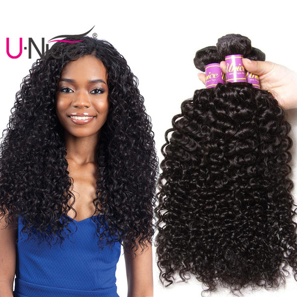 UNice Hair Raw Virgin Indian Curly Wave Bundles 100% Human Hair Extensions Remy Human Hair Weave Bundles Wholesale Cheap Bulk