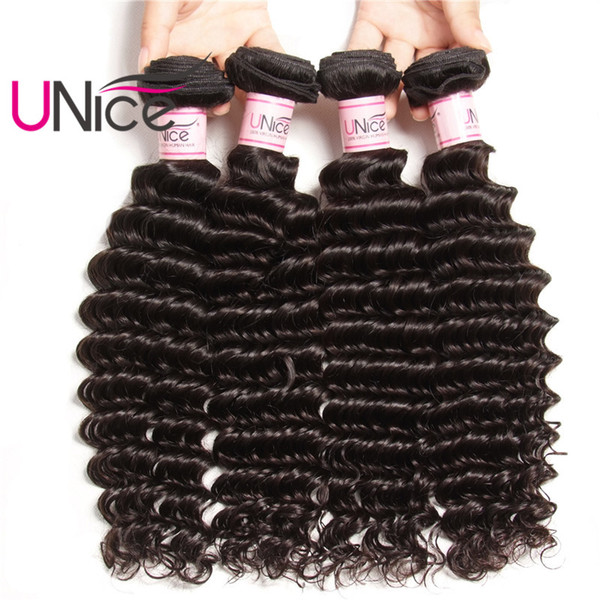 UNice Hair Remy Malaysian Deep Wave Brazilian 4 Bundles 100% Human Hair Extensions Unprocessed Wholesale Cheap Hair Products Weave Bundles