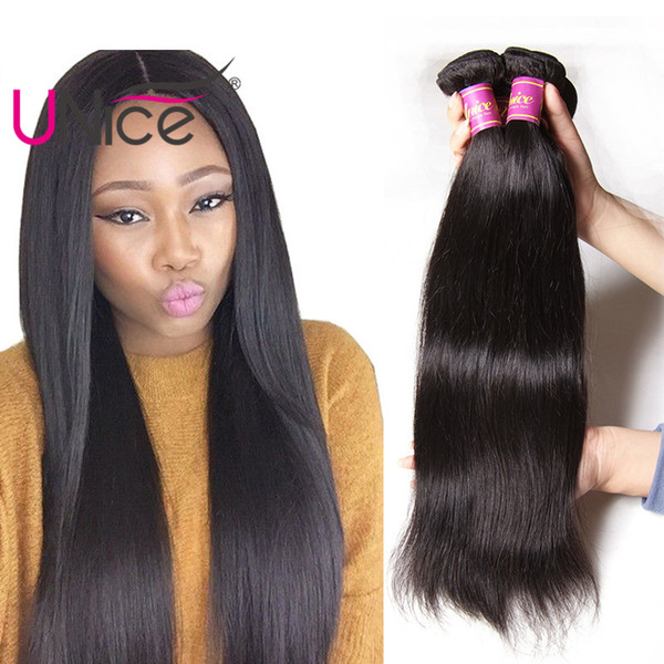 UNice Hair Wholesale 8A Brazilian Virgin Straight Hair Bundles Silk Top Cheap Human Hair Weaves Nice Unprocessed 8-30inch Bulk Bundle