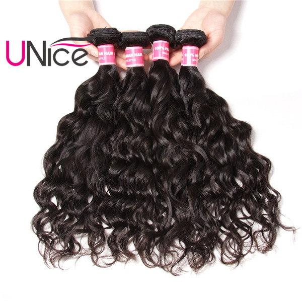 UNice Hair Unprocessed 5 Bundles Indian Natural Wave Wholesale 8A Virgin Nice Curl Hair Weave Bundles Cheap 100% Human Hair Extensions