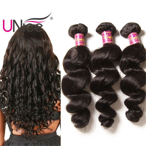 UNice Hair Wholesale 8A Indian Remy Loose Wave 100% Human Hair Extensions Unprocessed 5 Bundles Human Hair Weaves Cheap Nice Curl