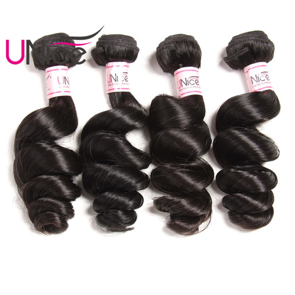 UNice Hair 3 4 5 Bundles Brazilian Indian Loose Wave Remy Bundle Unprocessed Cheap 100% Human Hair Weave Bundles Peruvian Loose Wave