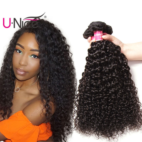 UNice Hair Brazilian Virgin Kinky Curly Weave Bundles Peruvian Human Hair Weave 8-26inch Raw Indian Human Hair Extensions Malaysian Wefts