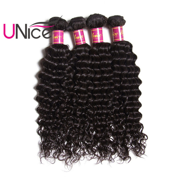 UNice Hair Deep Wave 4 Bundles Peruvian Virgin 12-26 inch 100% Human Hair Extensions Wholesale Remy Hair Products Deep Curl Bundles