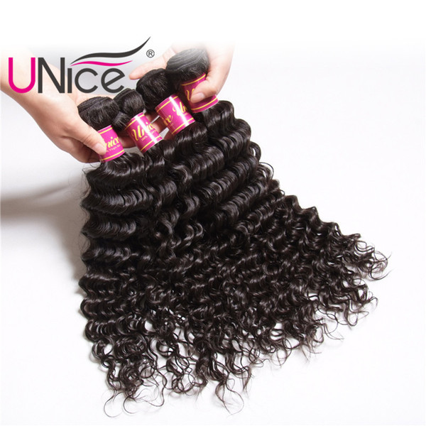 UNice Hair Virgin Brazilian Deep Wave 4 Bundles 12-26 inch 100% Human Hair Extensions Wholesale Cheap Weft Bundle Remy Hair Products