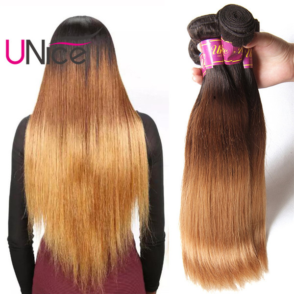 UNice Hair T1B/4/27 Ombre Straight Bundles Remy Human Hair Weaves Virgin 4 Bundles Human Hair Extensions Bulk Wholesale Nice Straight