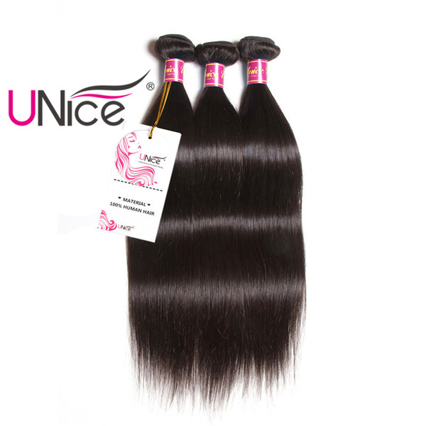 UNice Hair Brazilian Straight Bundles 100% Human Hair Weaving 1Piece 8-30inch Non Remy Natural Color Hair Extension