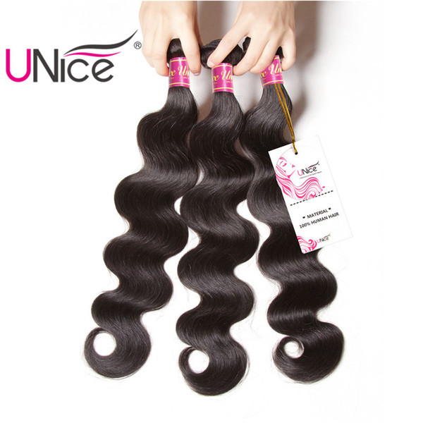 UNice Hair Brazilian Body Wave Hair Bundles 8-30inch Natural Color Human Hair Extensions Non Remy 1Piece