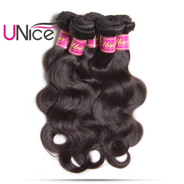 UNice Hair Malaysian Body Wave Unprocessed 8-30inch 1Piece 100%Human Hair Bundles Hair Weave No Remy Natural Color