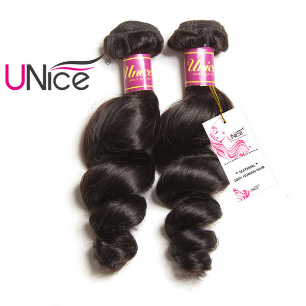UNice Hair Brazilian Loose Wave 1Piece Hair Bundles 16-26inch Non Remy Natural Color 100% Human Hair Extensions