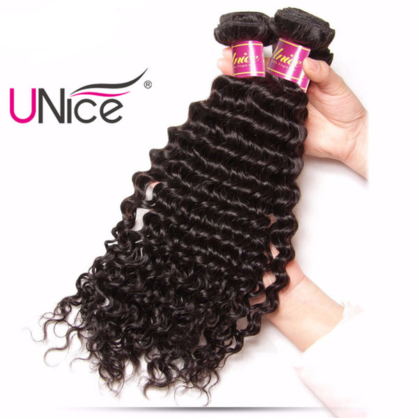 UNice Hair Deep Wave Brazilian Hair Bundles 12-26inch Non Remy 1Piece Human Hair Extension Natural Color