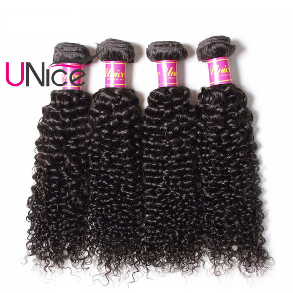 UNice Hair Peruvian Curly Wave 8-26inch 1Piece Unprocessed Human Hair Bundles Non Remy Natural Color Hair Extensions