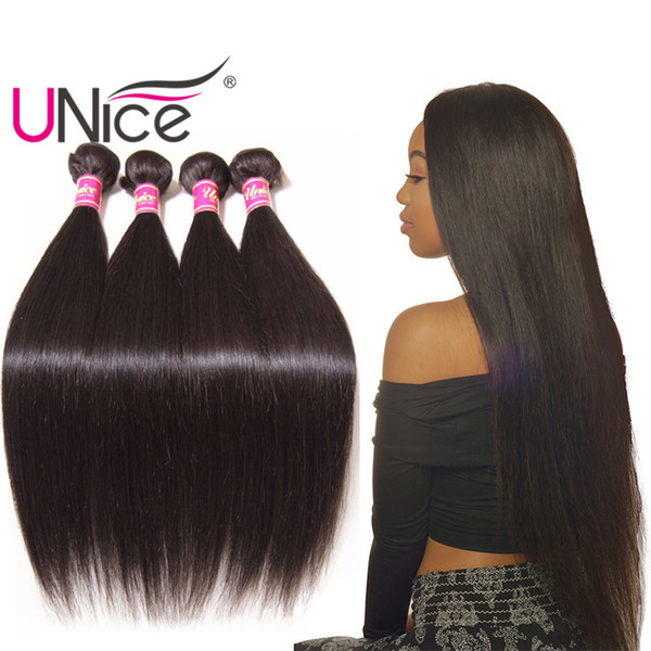 UNice Hair Peruvian Straight Hair Weave 8-30inch 3-5 Bundles Straight Virgin Human Hair Extensions Silk Nice Wholesale Bulk Bundle Remy Weft