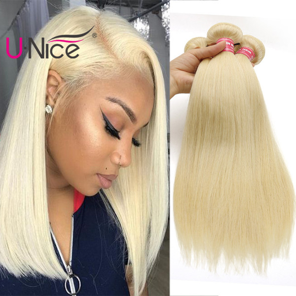 UNice Hair Virgin Brazilian Straight 613 Blonde 4 Bundles 100% Human Hair Extensions Blonde Human Hair Weaves Bundles Wholesale Cheap Bulk