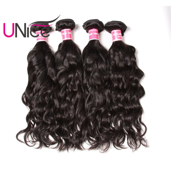 UNice Hair Virgin 4 Bundles Brazilian Natural Wave Human Hair Bundles Unprocessed Wholesale Cheap Human Hair Weave Bundle Wet And Wavy