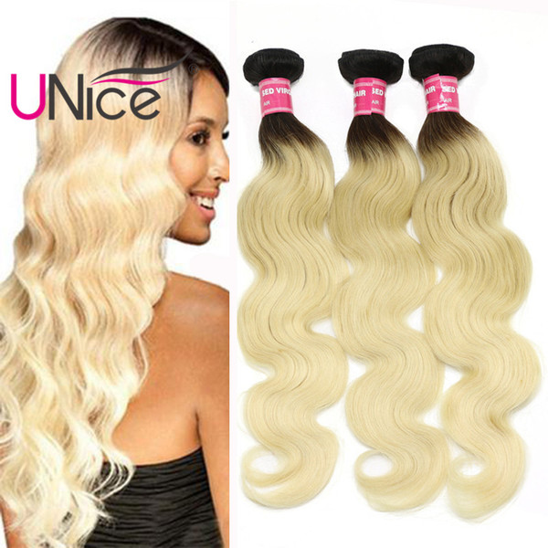 UNice Hair Wholesale 8A Remy Body Wave Ombre Hair Bundles Brazilian Indian T1B 613 Two Tone Bulk 100% Human Hair Extensions Cheap Weaves
