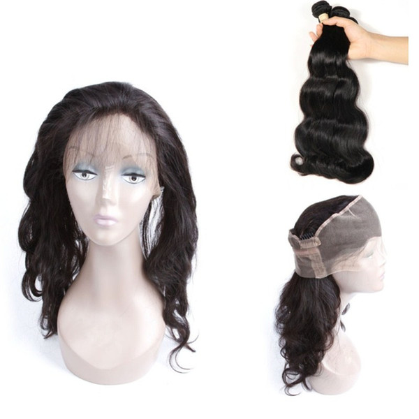 3 Bundles With 360 Lace Frontal With Baby Hair Natural Hairline Peruvian Hair Body Wave Bundles 10-28 INCH Non-Remy Human Hair Closure