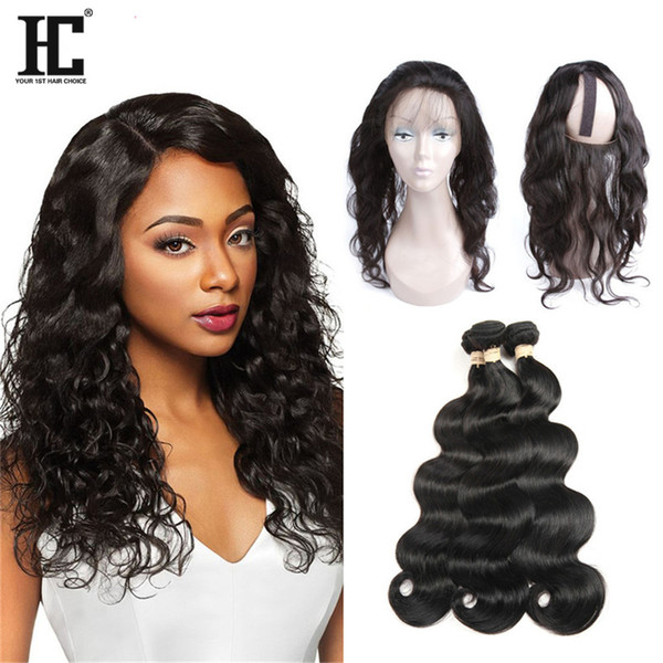 Peruvian Human Hair 8A Grade 360 Lace Frontal With 3 Bundles Peruvian Virgin Hair Body Wave Weaves with Full Frontal Closure