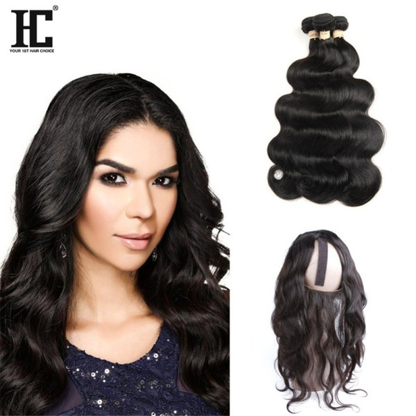 8A Grade 360 Lace Frontal With 3 Bundles Brazilian Virgin Hair Body Wave Weaves with Full Frontal Closure Pre Plucked 4 pcs/Lot