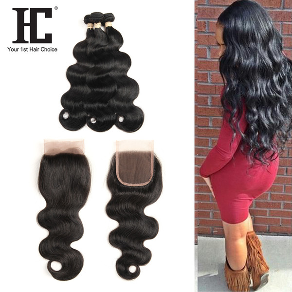 Body Wave 3 Bundles with 4*4 Lace Closure or 13*4 Lace Frontal Brazilian Peruvian Indian Malaysian Virgin Human Hair Extension