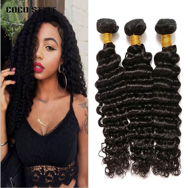 Factory Price Deep Wave 3 Bundles Brazilian Human Hair Weave Bundles Take Color Well Non Remy