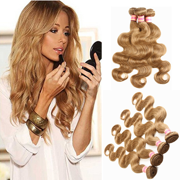 Pure Color #2 #4 #27 #30 #99J Peruvian Virgin Hair Bundles Honey Blonde Body Wave Hair Weaves Human Hair Extensions