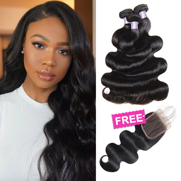 Peruvian Hair Extensions Indian Human Hair Bundles Peruvian Deep Curly Body Wave Buy 3Bundles Get A Free Closure Yaki Straight Water Wave