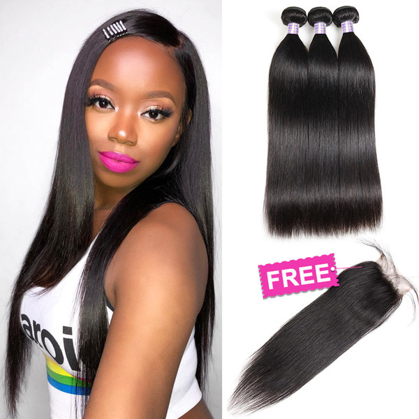 Brazilian Hair Extensions Indian Human Hair Bundles Peruvian Curly Body Wave Buy 3Bundles Get A Free Closure Yaki Straight Water Wave