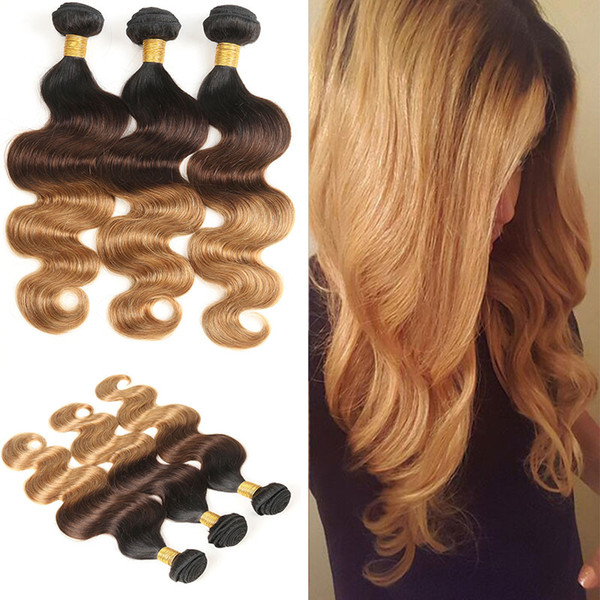 3 Color Tone Ombre Hair Extensions Indian Virgin Hair Sexy Body Wave Indian Human Hair Bundles 