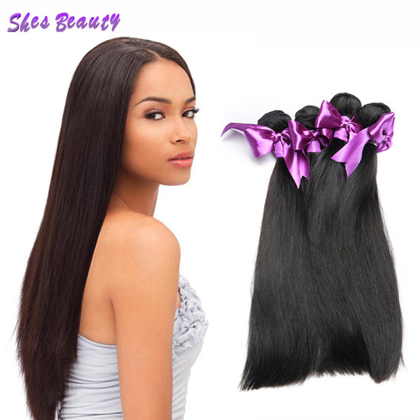 Shesbeauty Straight Weave 4 Bundles Unprocessed Brazilian Human Hair Weaves Brazilian Hair Bundles 8A Straight Virgin Hair Extensions