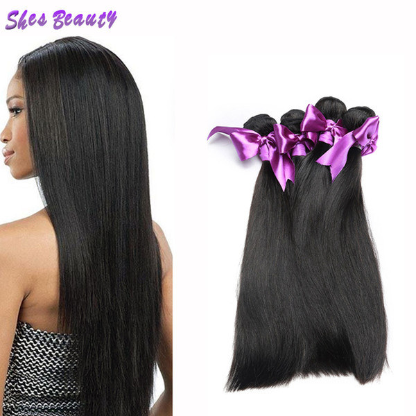 Shesbeauty Straight Hair 4 Bundles Virgin Hairs Weave 8A Brazilian Virgin Hair Unprocessed Brazilian Human Hair Bundles for Sale