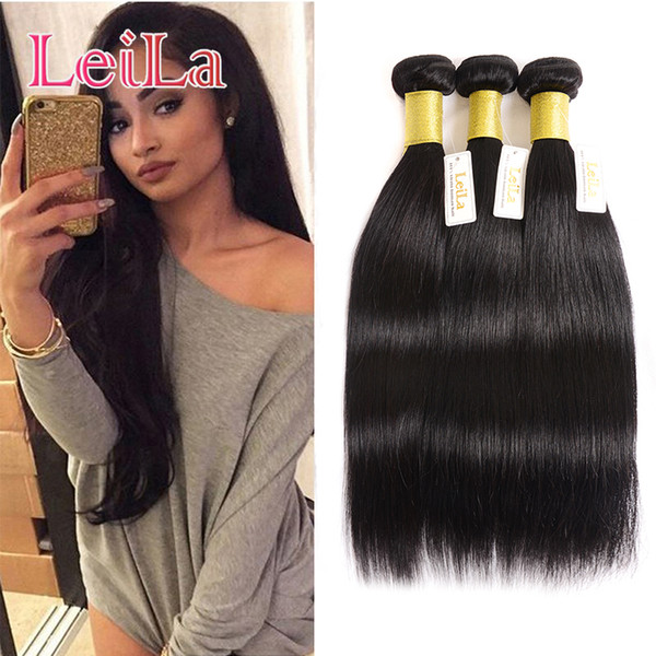 Virgin Hair Brazilian 3 Bundles Straight Hair Silky Peruvian Indian Malaysian Straight Hair Bundles Weave Extensions