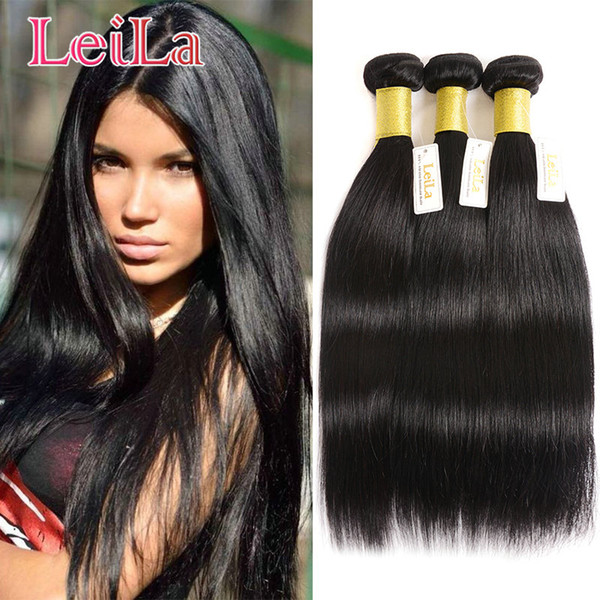 Malaysian Human Hair Bundles Straight 3pieces/lot 8-28inch Hair Extensions Mink Wholesalers 95-100g/piece Leila Bundles Natural Color