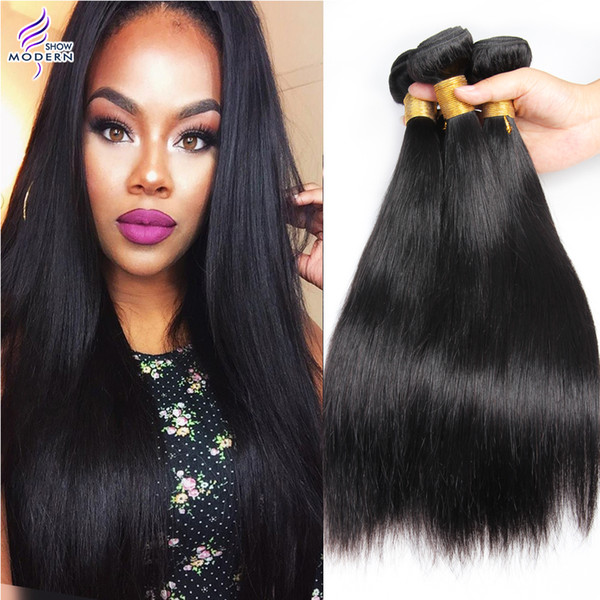 Brazilian Human Hair Bundles Straight Hair Weaves 3 Bundles Brazilian Virgin Hair Natural Black Can be Dyed and Bleached