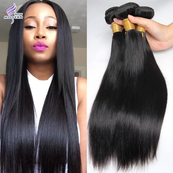 Hot Modern Show 4 Bundles Brazilian Virgin Hair Straight Brazilian Human Hair Extensions 10-28 Inch Unprocessed Brazilian Hair Bundles