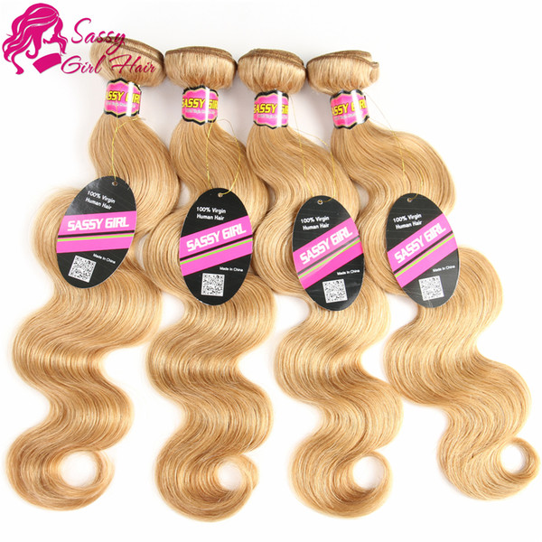 Honey Blonde Brazilian Hair Bundles Body Wave Weave 4Pcs 27 Color Blonde Human Hair Bundles Virgin Hair SASSY GIRL