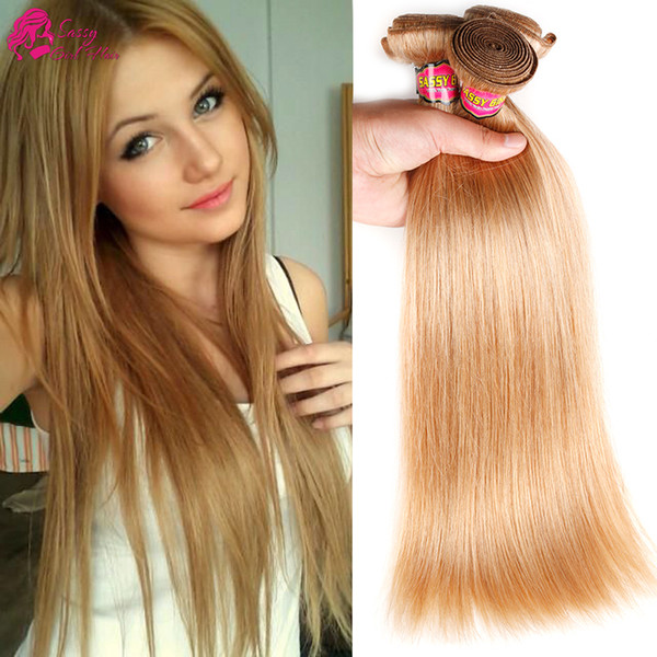 Straight Honey Blonde Brazilian Hair Weave Bundles Human Hair Extensions Straight Cheap Brazilian Hair 3 Pcs Lot SASSY GIRL