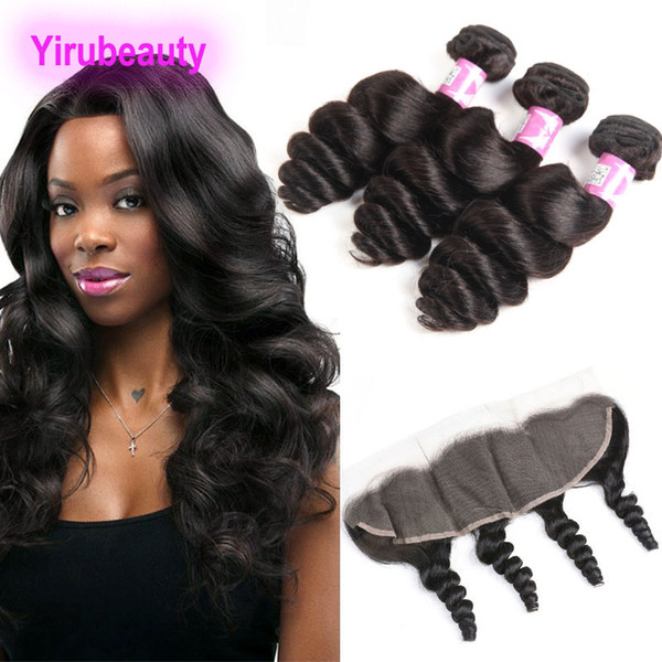 Malaysian 100% Human Hair dyeable Bundles With 13X4 Lace Frontal Loose Wave Virgin Raw Human Weaves 3 Bundles With Frontal