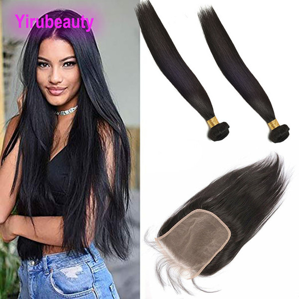 Peruvian Human Hair 2 Bundles With 6*6 Lace Closure Middle Three Free Part Straight Virgin Hair Bundles With 6X6 Closure