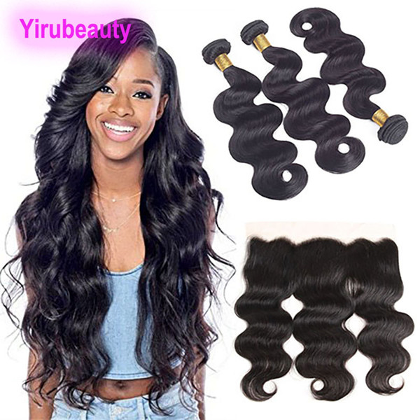 Indian Bundles With Frontal Pre Plucked Body Wave 3 Bundles With 13 X 4 Lace Frontal Human Hair Extensions