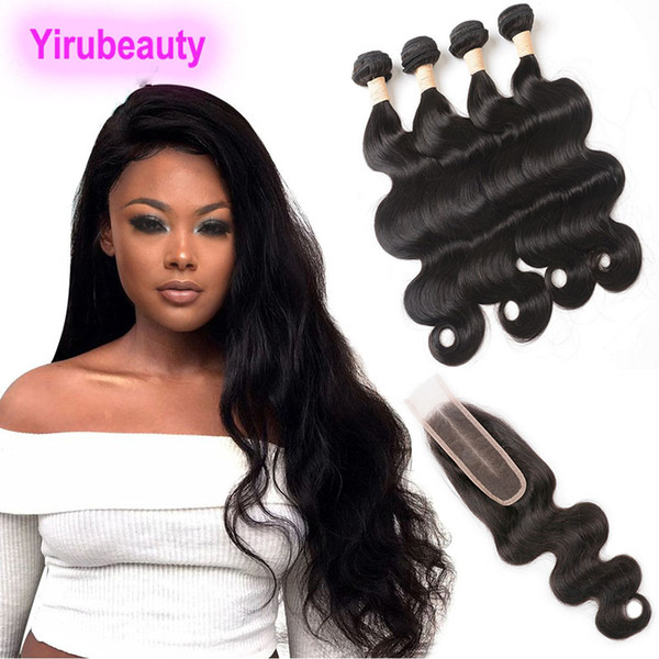 Indian Raw Virgin Hair 4 Bundles With 2X6 Lace Closure Body Wave Dyeable Human Hair 2*6 Closure Middle Part With Bundles 8-30inch