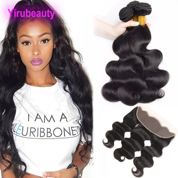 Peruvian Unprocessed Human Hair Body Wave 4 Bundles With 13x4 Lace Frontal Baby Hair Straight Hair 8-28inch 5pieces/lot