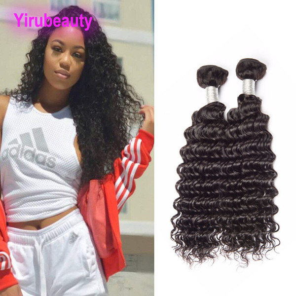 Peruvian Virgin Human Hair Deep Wave Curly 2 Bundles Hair Extensions Wefts 2 Pcs One Lot Peruvian Human Hair 8-30inch