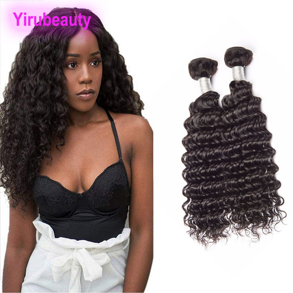 Brazilian Human Hair 2 Bundles Deep Wave 9A Virgin Hair Extensions two Pieces One Lot Deep Curly Natural Color