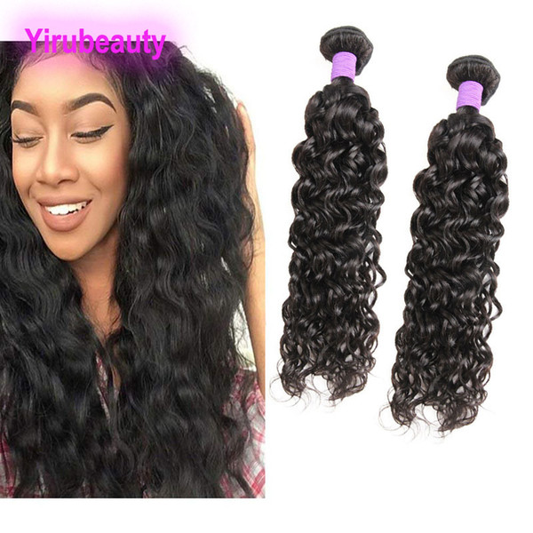 Peruvian Natural Black Human Hair Extensions 2 Bundles Water Wave Virgin 8A Water Curly 95-100g/piece Hair Wefts Double Wefts