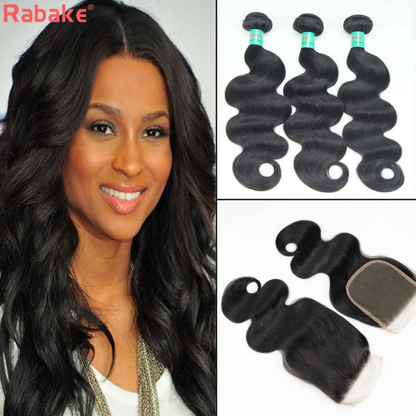 Brazilian Virgin Hair Body Wave Bundles With Closure Extensions 3 Bundles Body Wave With 4x4 Lace Closure Unprocessed Remy Human Hair