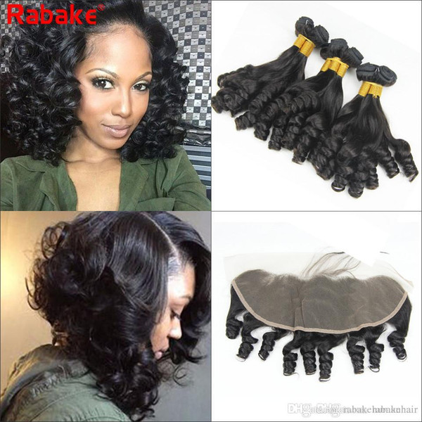 Rabake 8A Grade Indian Virgin Hair Bundles with Frontal 100% Raw Indian Unprocessed Human Hair Weave Bundles with 13x4 Lace Frontal Closures