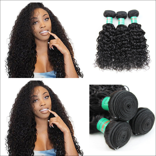 Rabake Brazilian Water Wave 3 or 4 Bundles with Lace Frontal Closure Pre Plucked Virgin Water Wave Weave Hair Bundles with 13x4 Closure